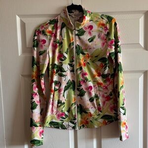 Tommy Bahama Tropical Floral Bomber Jacket - Pink, Green, Yellow